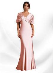 Augday Dosia Sheath Pleated Stretch Satin Dress