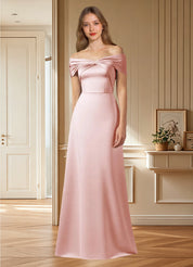 Augday Amelia A-Line Off the Shoulder Stretch Satin Dress