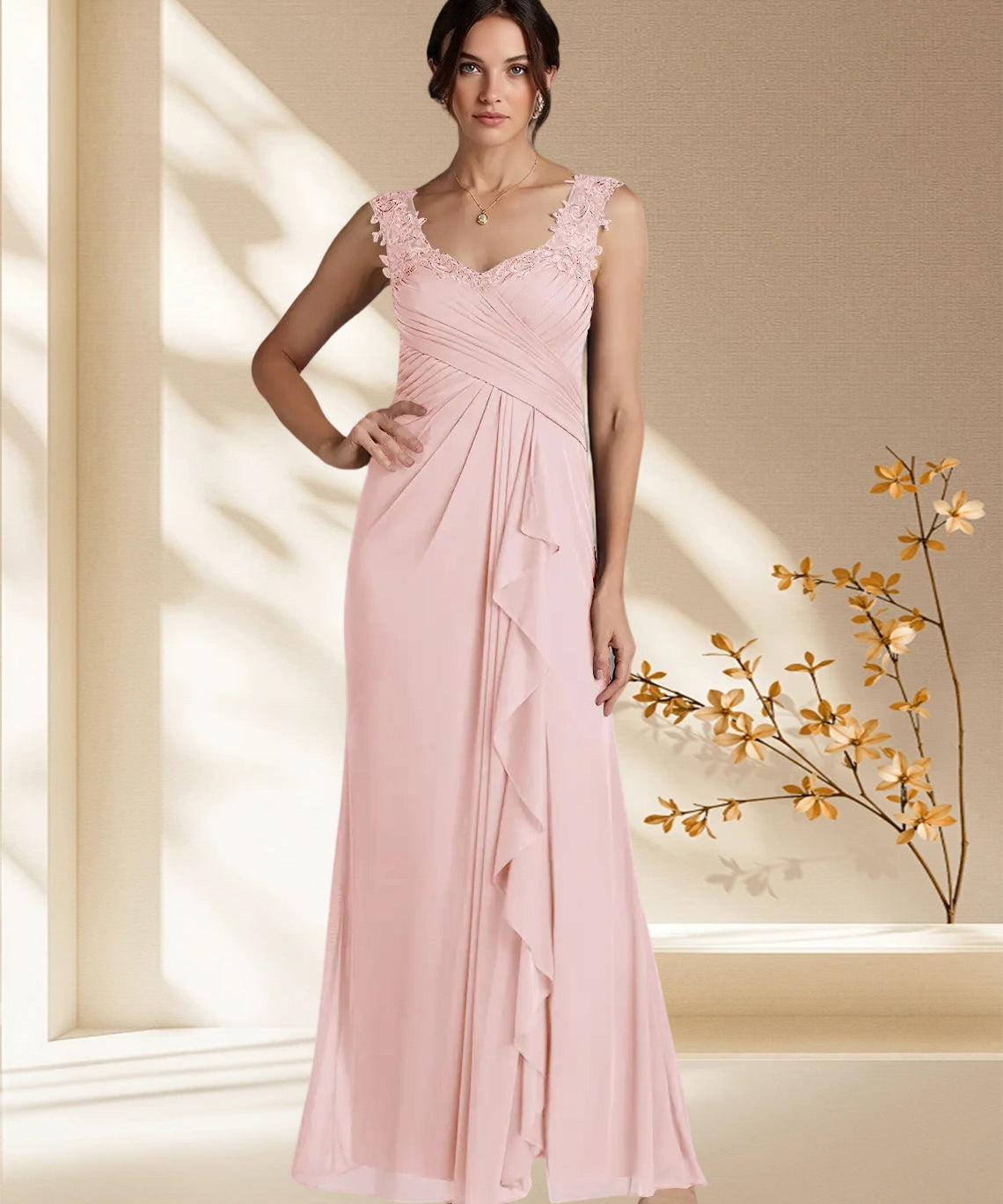 Augday Edelin A-Line Sweetheart Neckline Pleated Mesh Dress