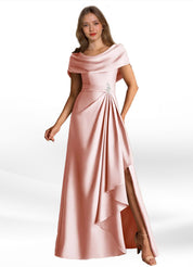Augday Branford A-Line Pleated Stretch Satin Dress