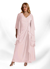 Augday Manuella A-Line V-Neck Pleated Chiffon Dress
