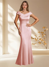 Augday Aberdeen Sheath Pleated Stretch Satin Dress