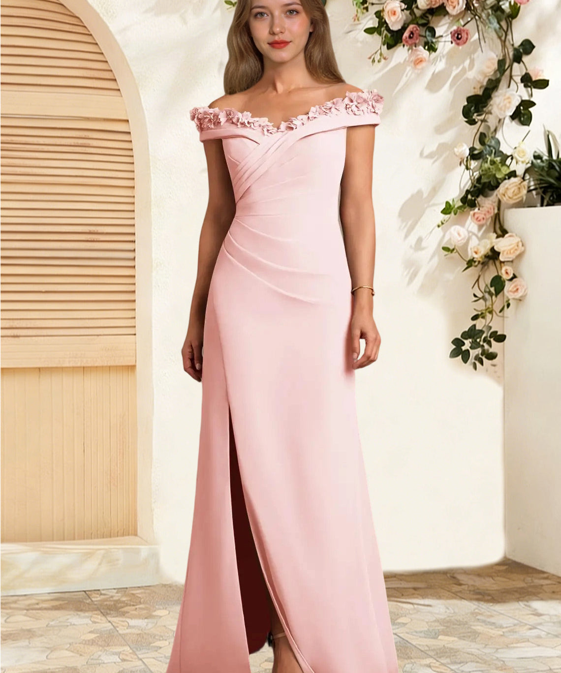 Augday Jettie Sheath Pleated Chiffon Dress