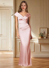 Augday Ludlow Mermaid Pleated Stretch Satin Dress