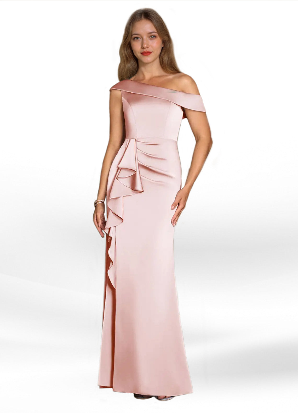Augday Hamptons A-Line Pleated Stretch Satin Dress