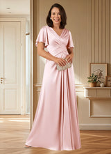 Augday Emmeline A-Line Pleated Stretch Satin Dress