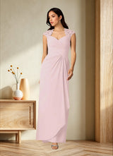 Augday Birdie A-Line Queen Anne Sequins Chiffon Dress