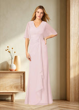 Augday Carson A-Line V-Neck Lace Chiffon Dress
