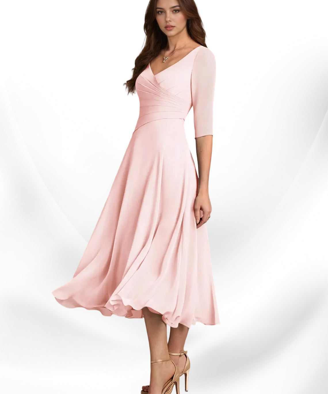 Augay Durant A-Line Pleated Chiffon Dress