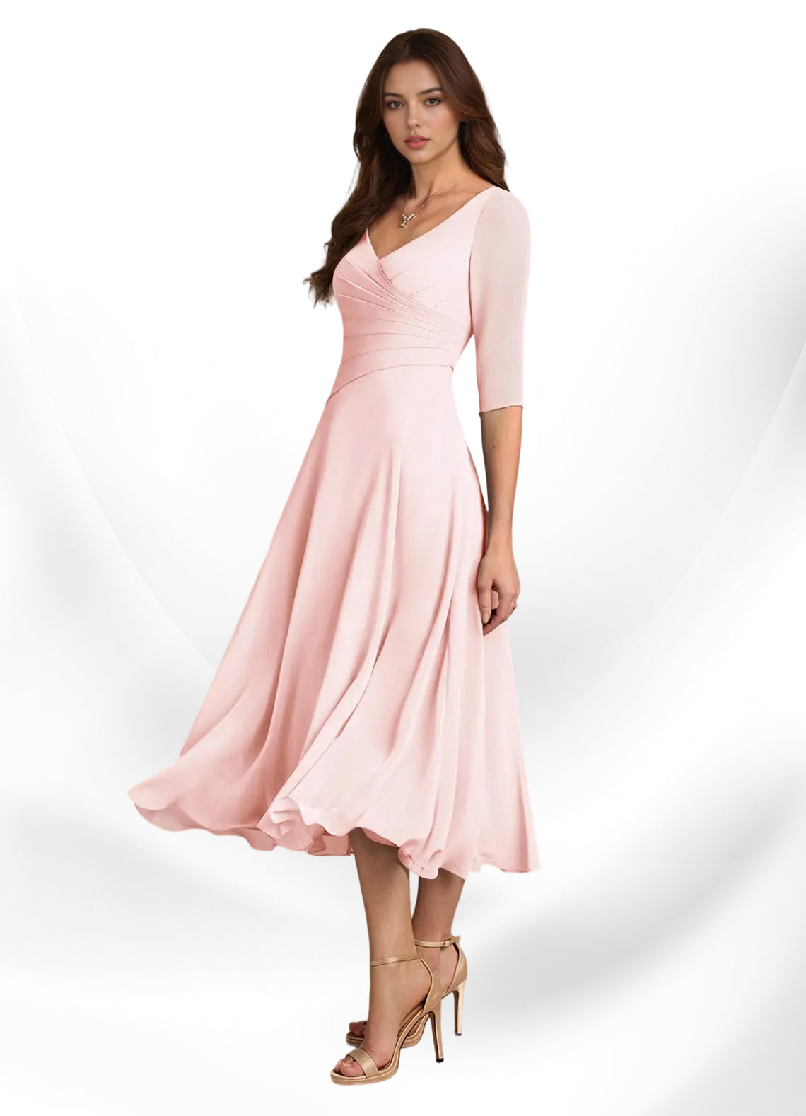 Augay Durant A-Line Pleated Chiffon Dress
