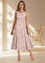 Augday Fulton A-Line Pleated Floral Burnout Dress