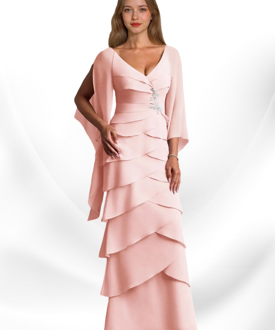 Augday Arabinda Sheath Ruched Chiffon Dress