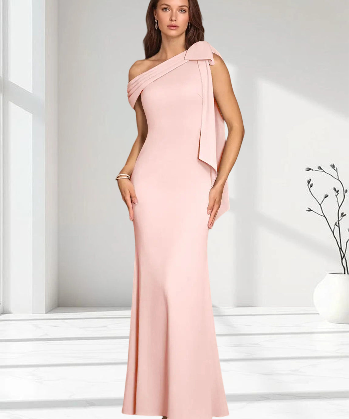 Augday Myers Mermaid Pleated Stretch Crepe Dress