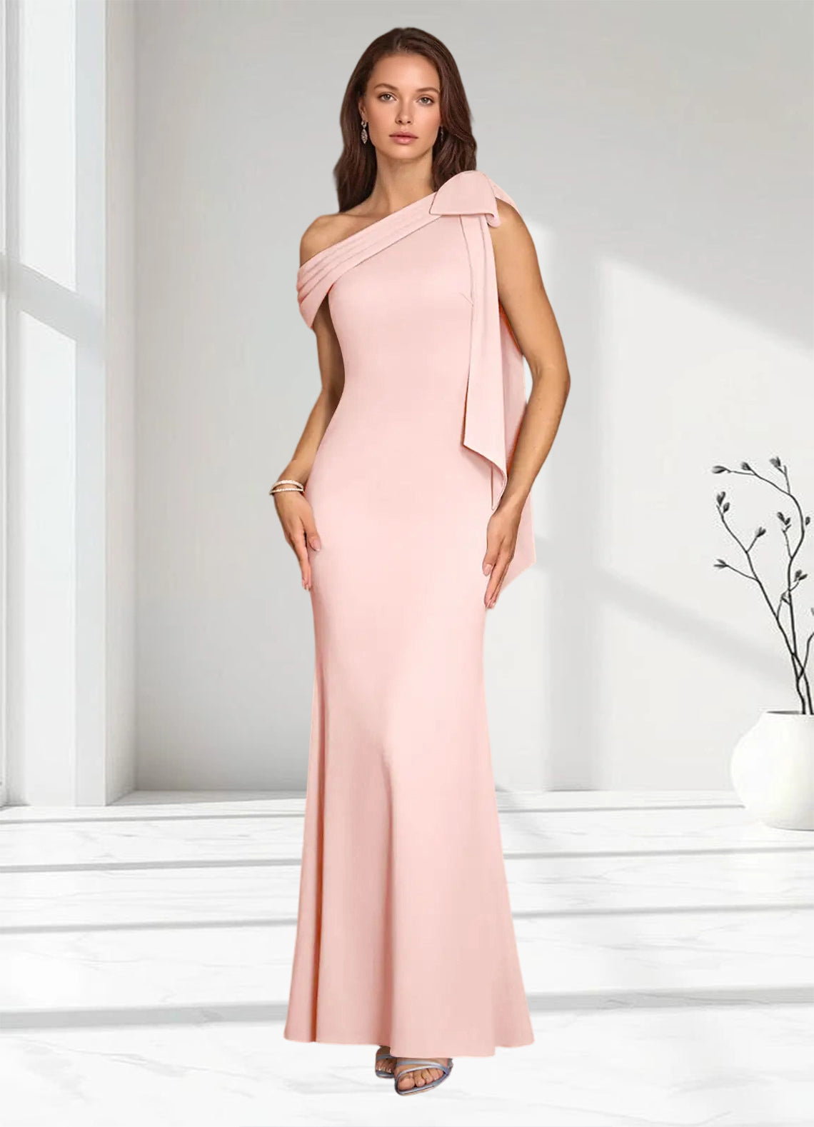 Augday Myers Mermaid Pleated Stretch Crepe Dress