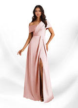 Augday Milton A-Line Pleated Stretch Satin Dress
