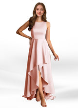 Augday Niles A-Line Trains Stretch Satin Dress
