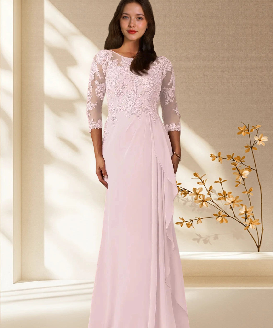 Augday Calanthe A-Line Scoop Chiffon Dress