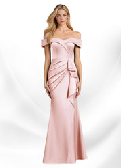 Augday Laredo Mermaid Off the Shoulder Stretch Satin Dress