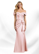 Augday Laredo Mermaid Off the Shoulder Stretch Satin Dress