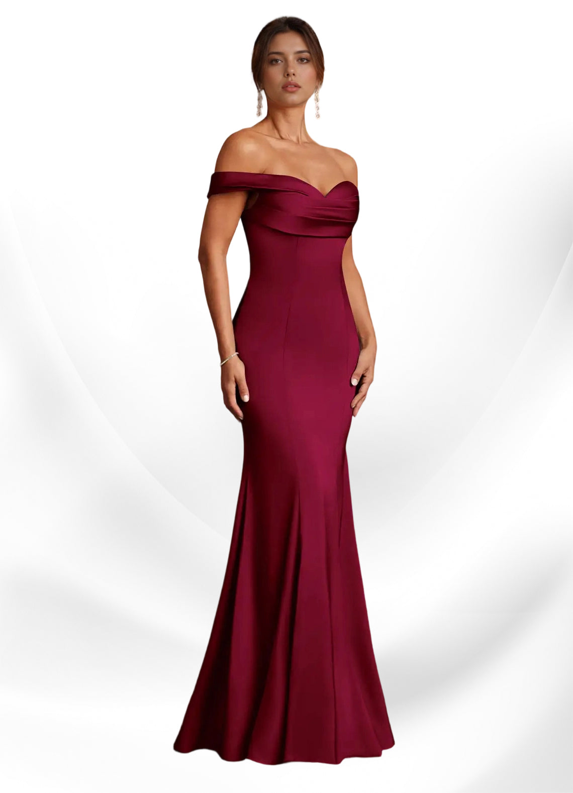 Augday  Mermaid Off the Shoulder Stretch Satin Dress