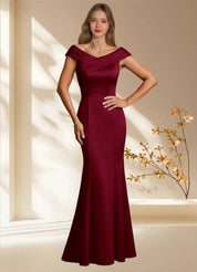 Augday Aberdeen Sheath Pleated Stretch Satin Dress