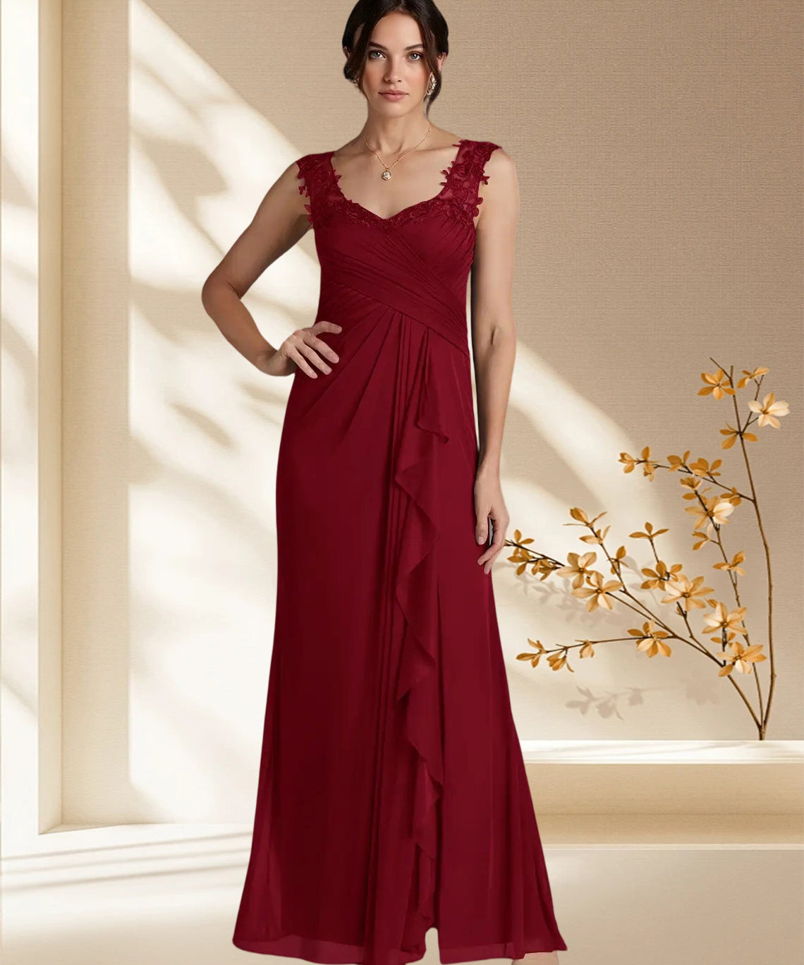 Augday Edelin A-Line Sweetheart Neckline Pleated Mesh Dress