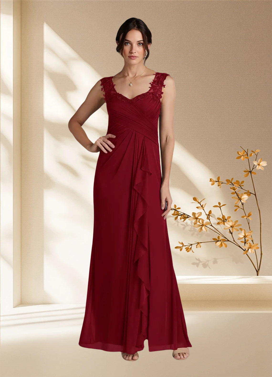 Augday Edelin A-Line Sweetheart Neckline Pleated Mesh Dress