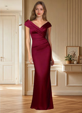 Augday Ludlow Mermaid Pleated Stretch Satin Dress