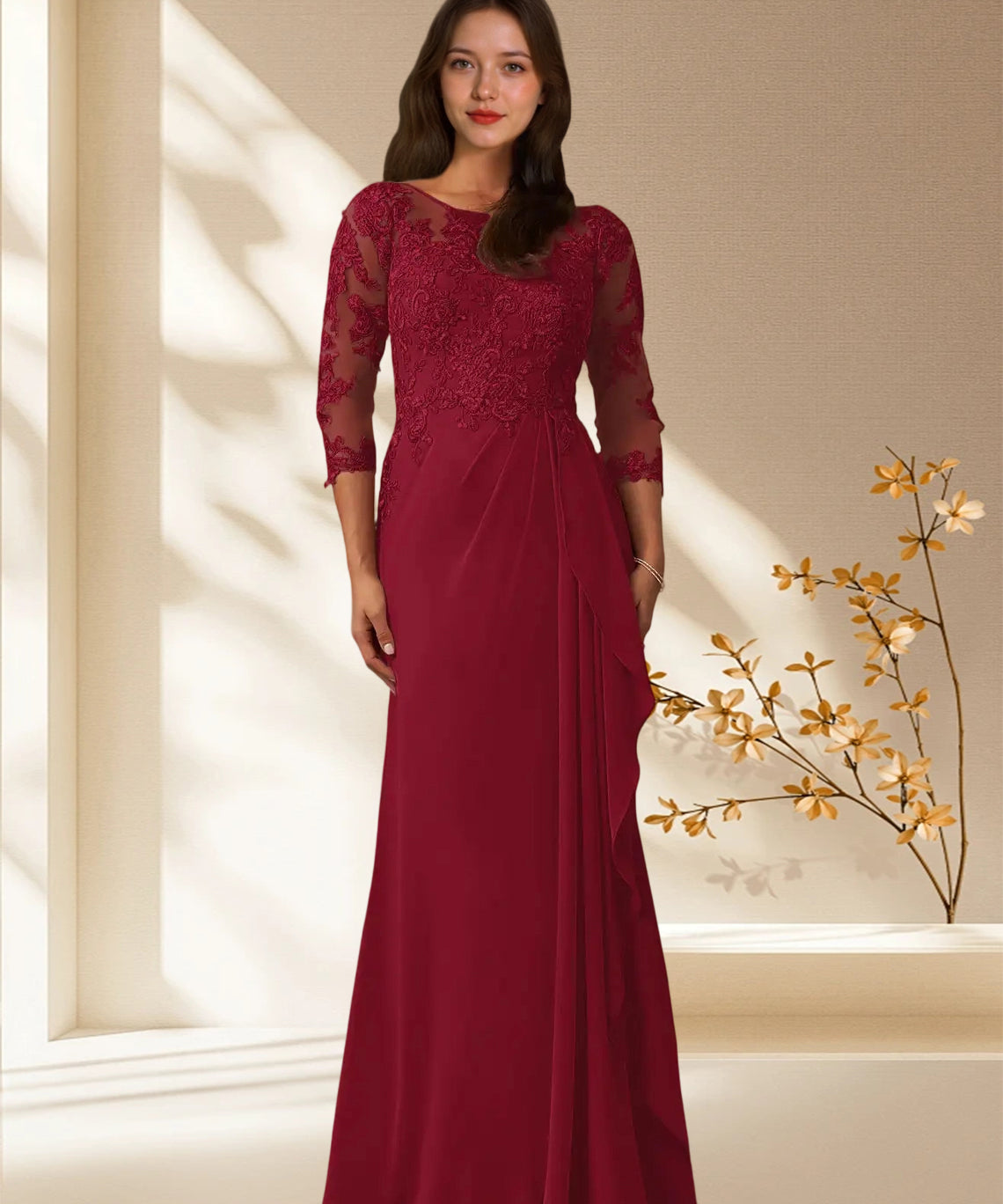 Augday Calanthe A-Line Scoop Chiffon Dress