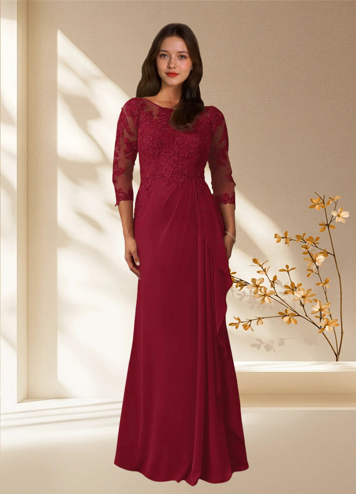 Augday Calanthe A-Line Scoop Chiffon Dress