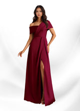Augday Milton A-Line Pleated Stretch Satin Dress