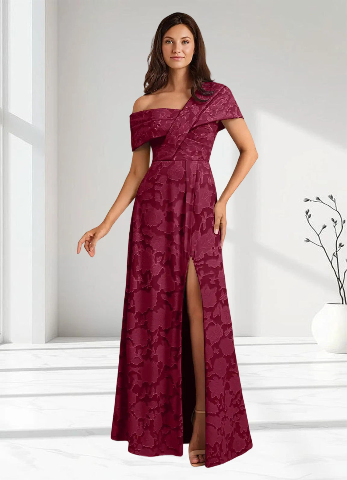 Augday Milton Milton A-Line Pleated Floral Burnout Dress