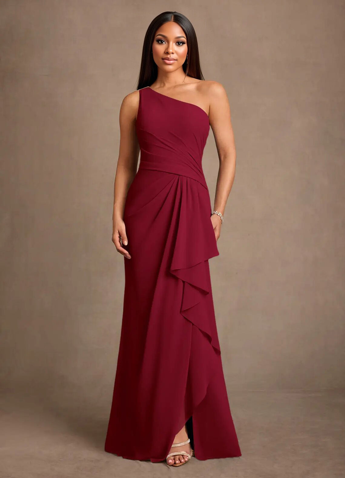 Augday Floy Sheath One Shoulder Chiffon Dress
