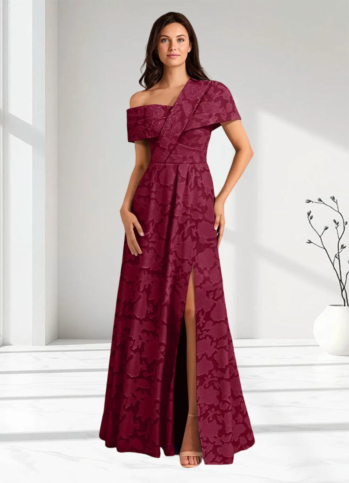 Augday Milton Milton A-Line Pleated Floral Burnout Dress