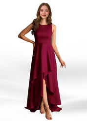 Augday Niles A-Line Trains Stretch Satin Dress