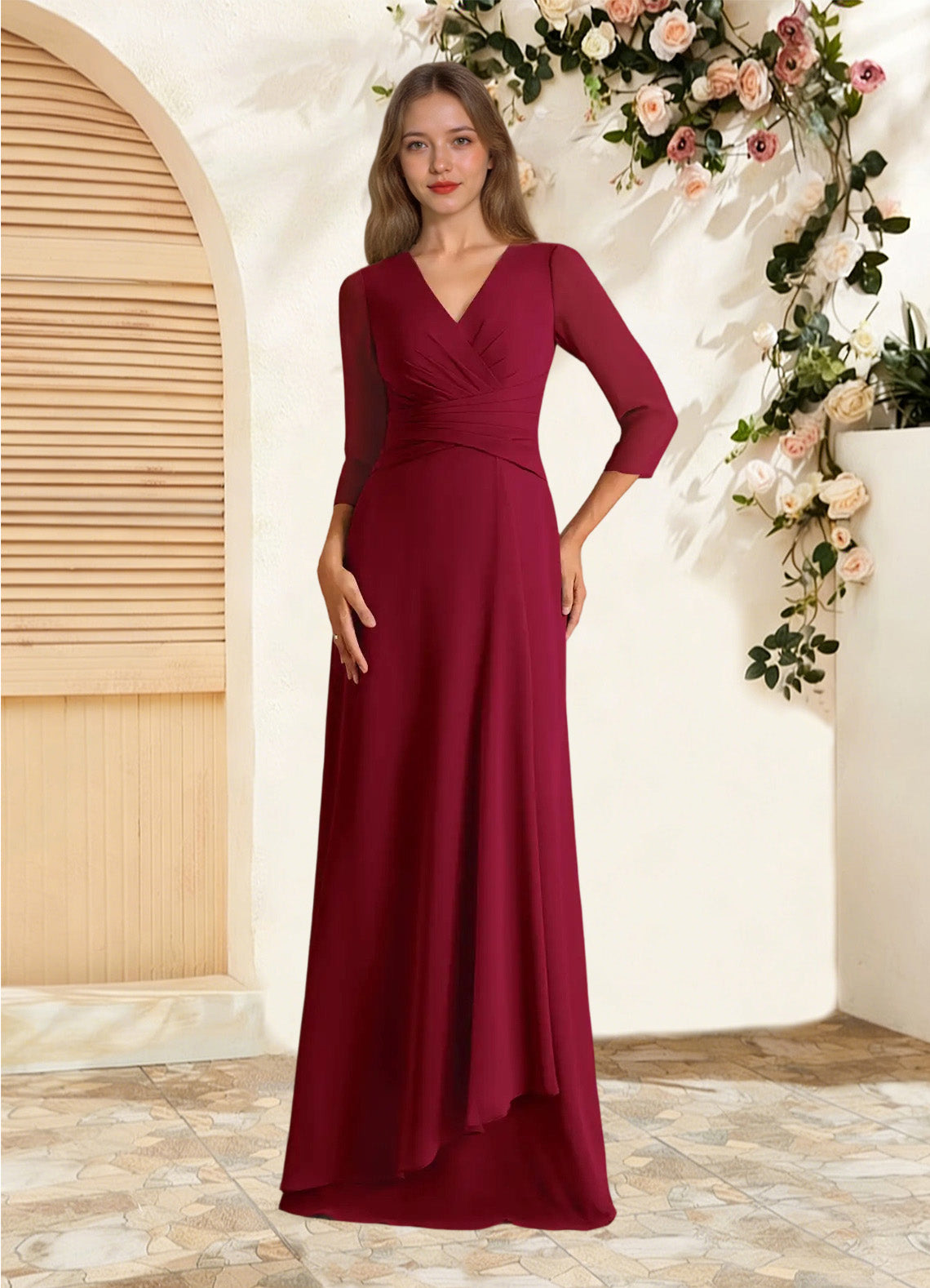 Augday Mayfield A-Line Pleated Chiffon Dress