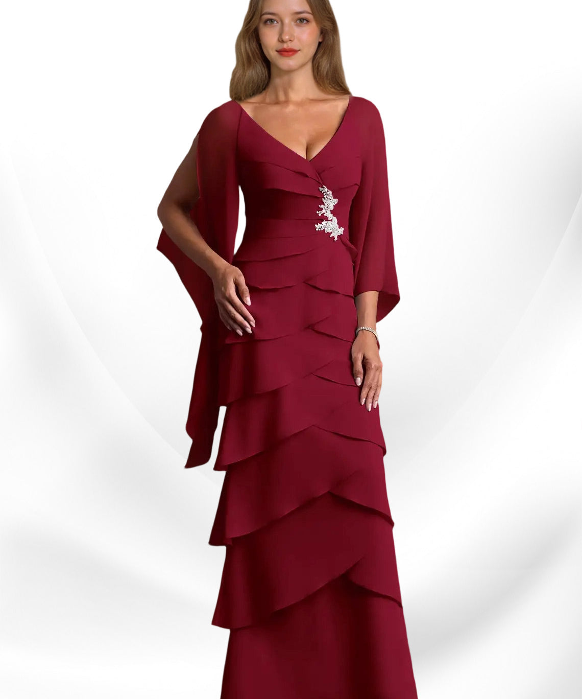 Augday Arabinda Sheath Ruched Chiffon Dress