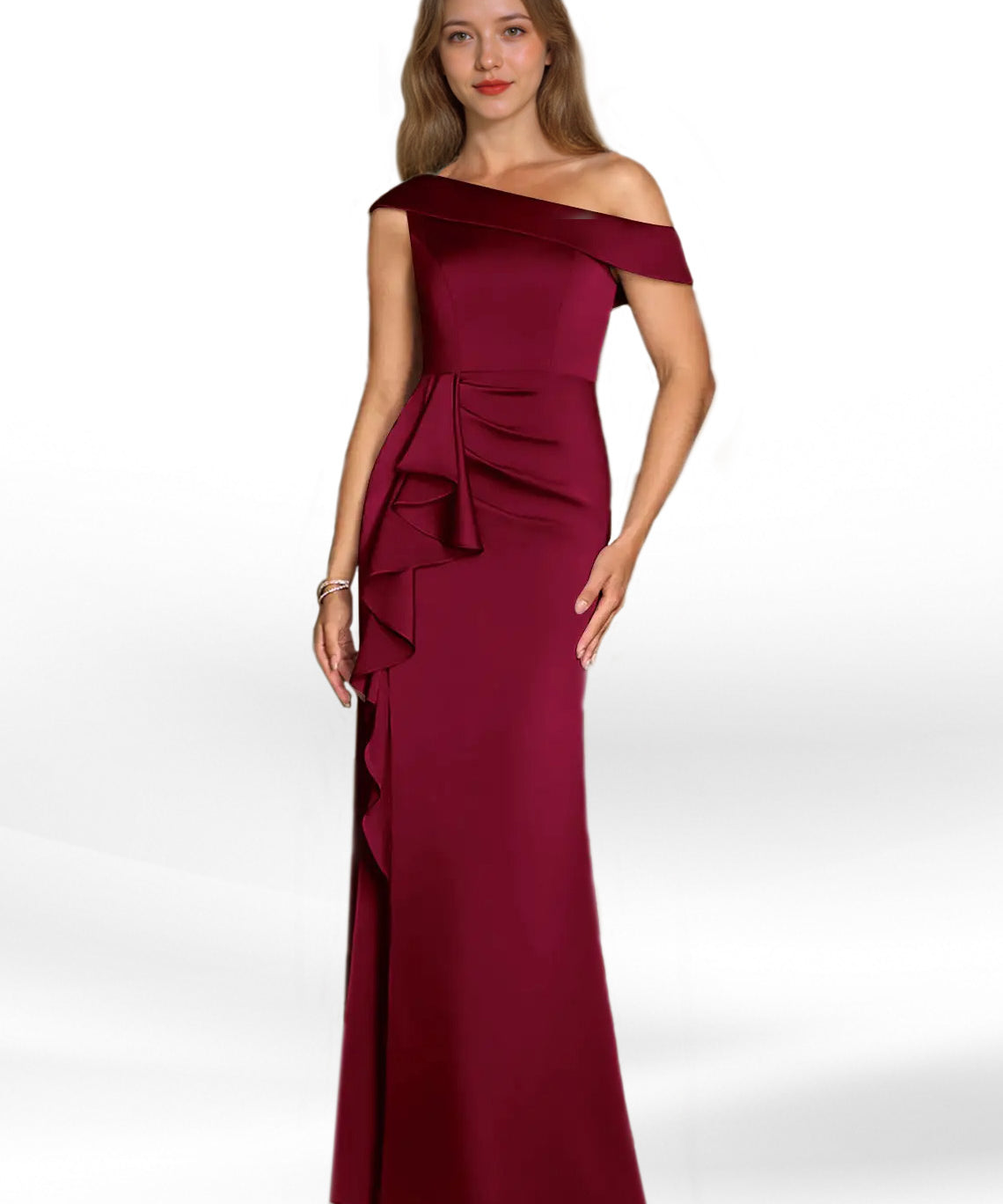 Augday Hamptons A-Line Pleated Stretch Satin Dress