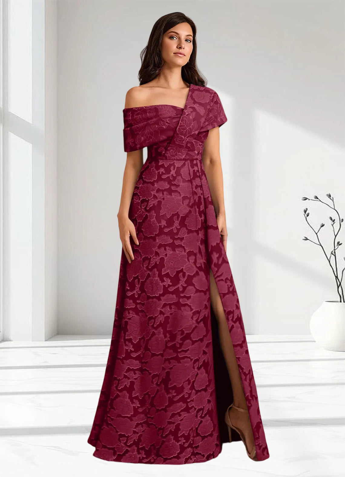 Augday Milton Milton A-Line Pleated Floral Burnout Dress