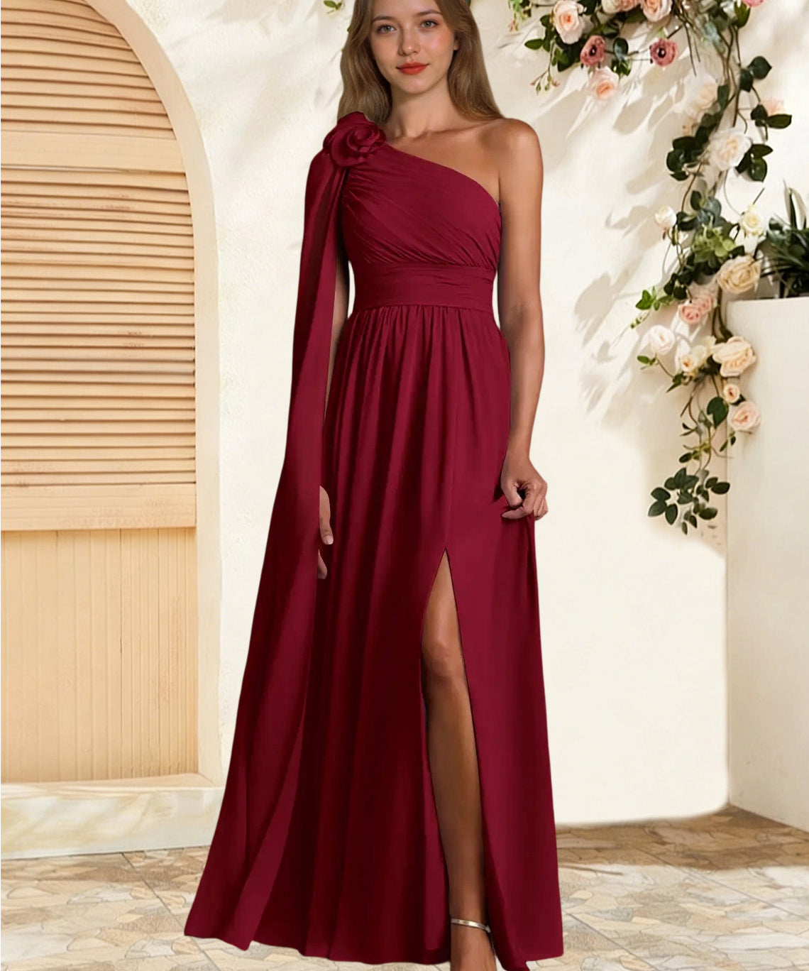 Augday Lancaster A-Line One Shoulder Chiffon Dress