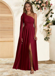 Augday Lancaster A-Line One Shoulder Chiffon Dress