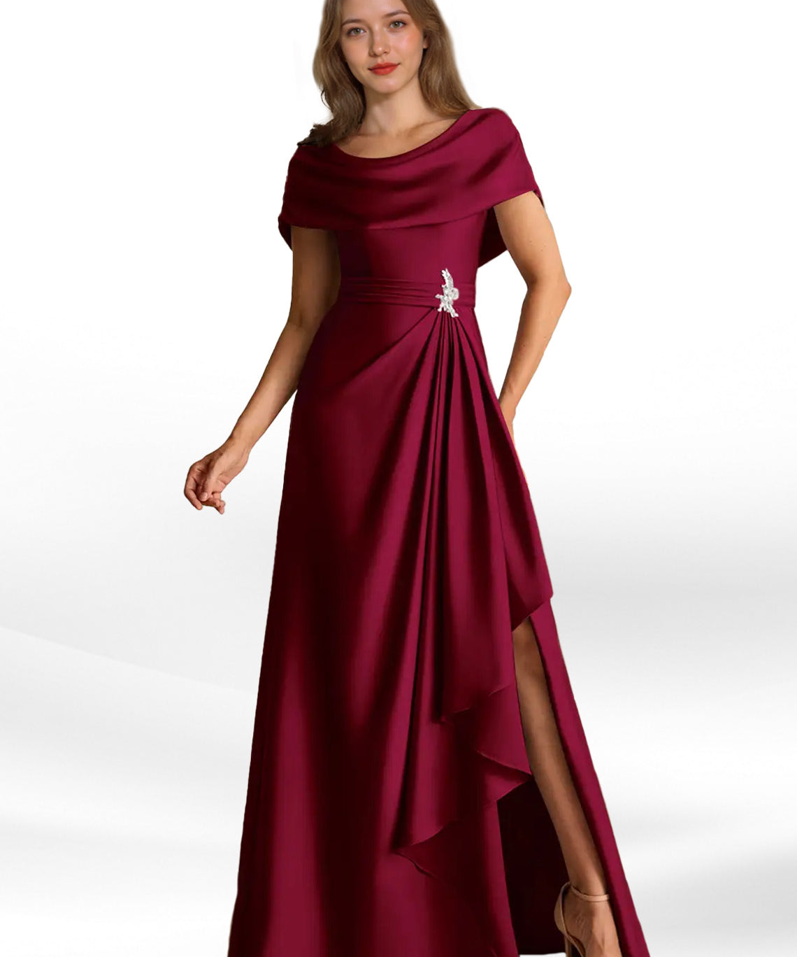 Augday Branford A-Line Pleated Stretch Satin Dress