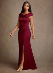 Augday Irvine A-Line Pleated Stretch Satin Dress