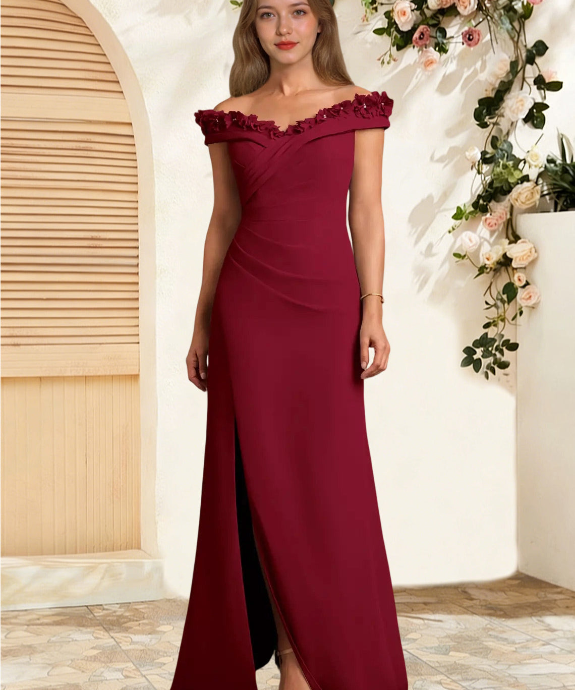 Augday Jettie Sheath Pleated Chiffon Dress