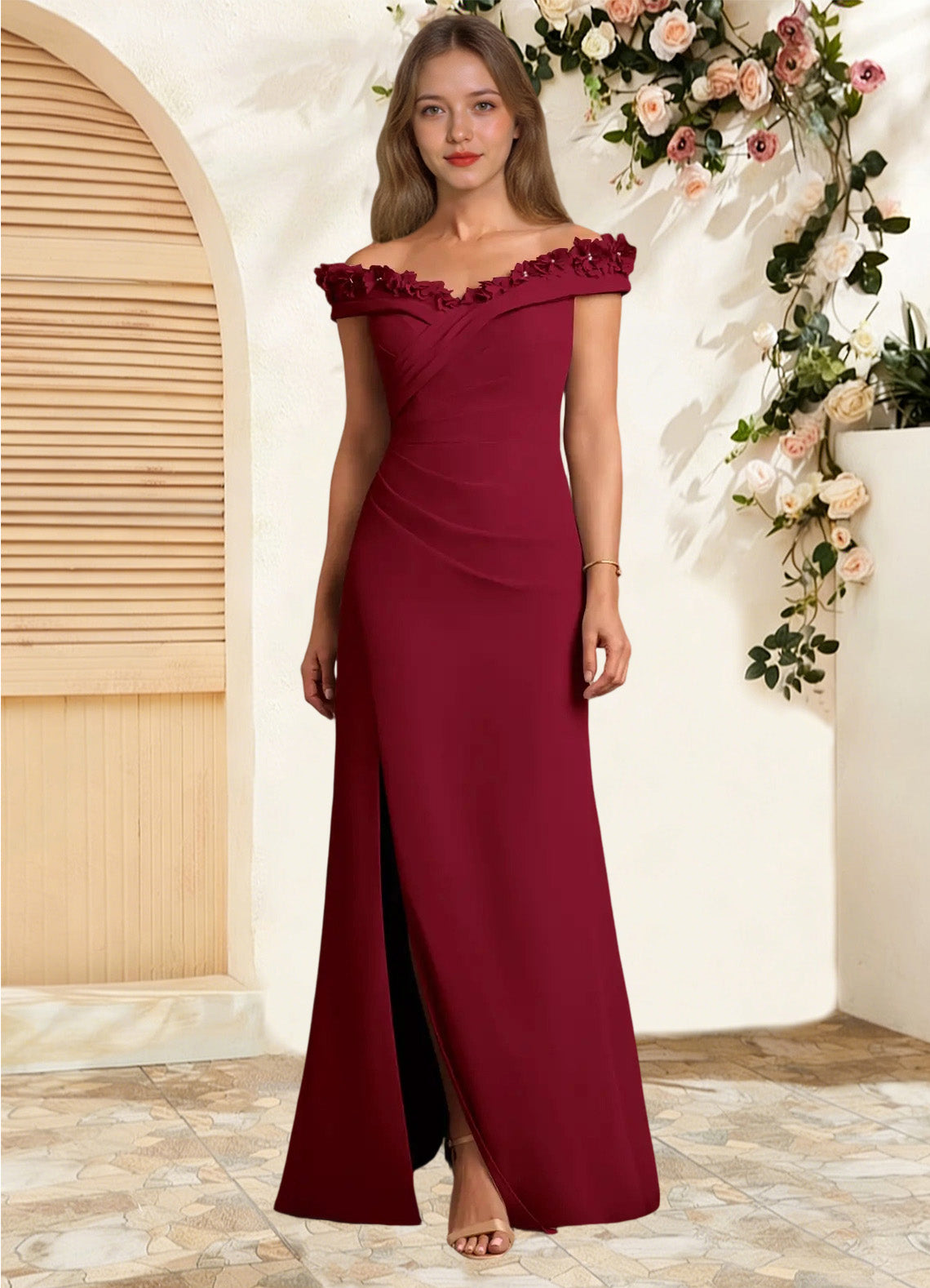 Augday Jettie Sheath Pleated Chiffon Dress