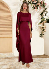 Augday Eli Sheath Boatneck Stretch Satin Dress