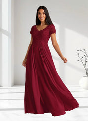 Augday Dunja A-Line V-Neck Lace Chiffon Dress