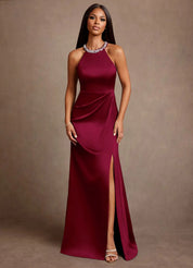Augday Lawrence A-Line Pleated Stretch Satin Dress