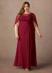 Augday Hera Mother of the Bride Dresses A-Line Lace Capelet Chiffon Dress Plus Size
