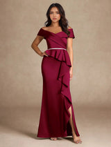 Augday Mermaid Off the Shoulder Stretch Satin Dress